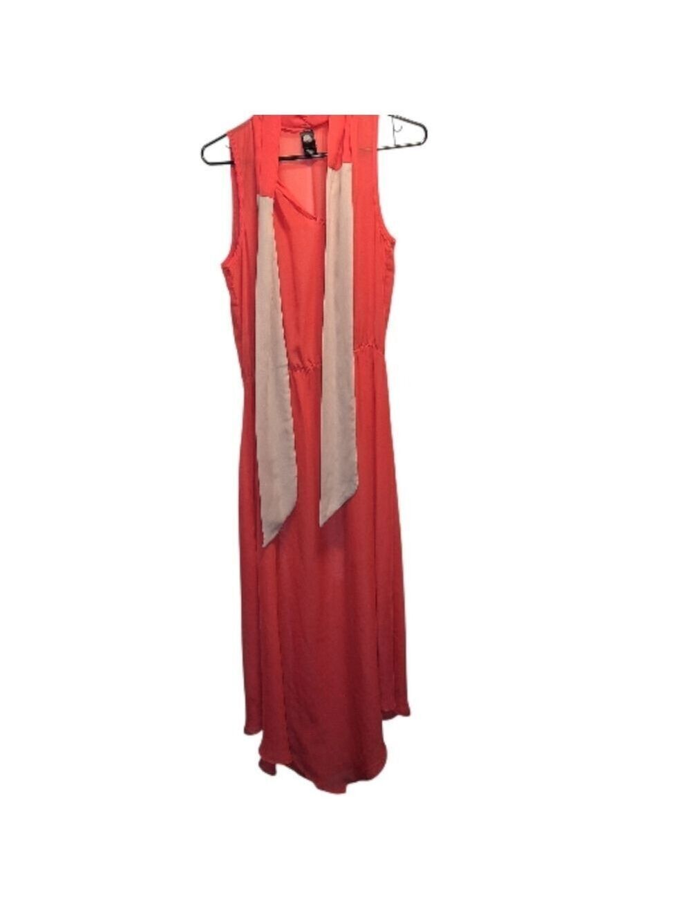 Twisted Angels Coral Sleeveless Sheer Dress Medium